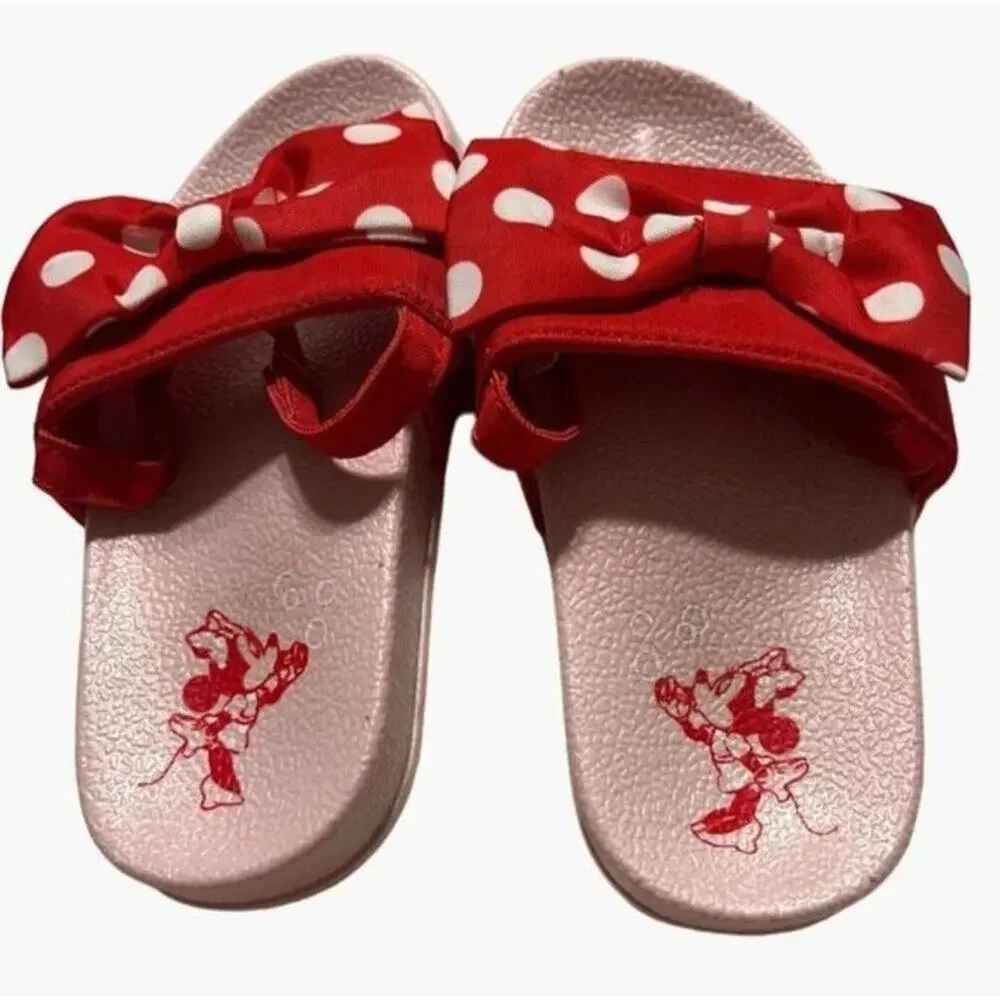 Disney Minnie Mouse Toddler Girls Red & Pink Polka Dot Sandals Size 7/8